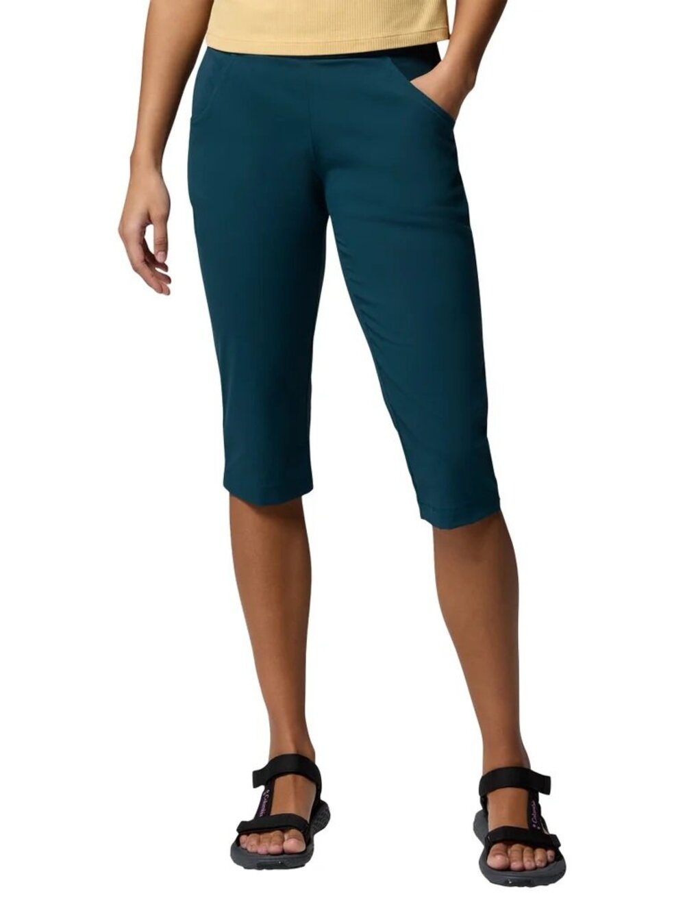 NEW Columbia Women's Omni-Shield Stretch Pull-On Capri Pants NWT S Teal Hiking